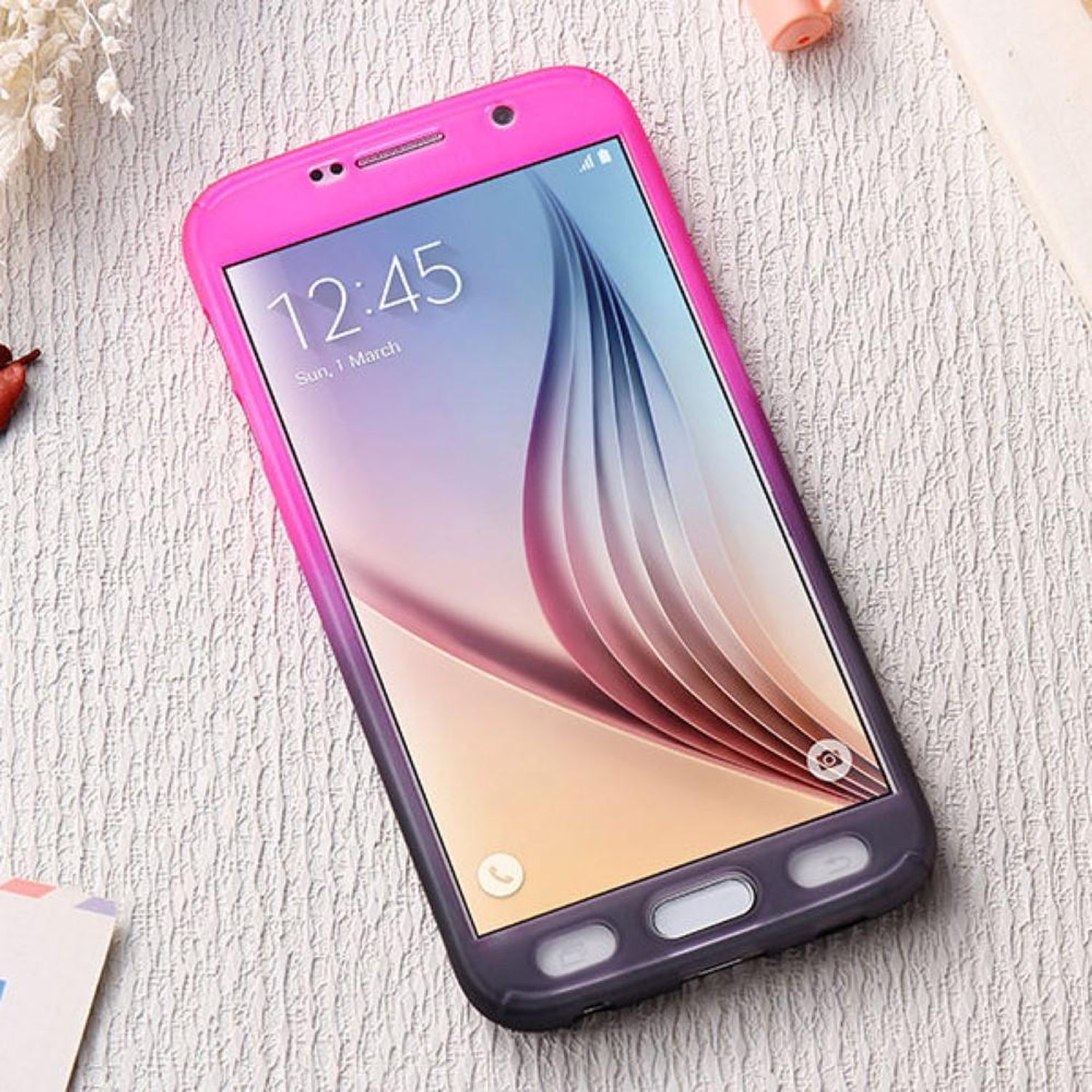 Samsung, (2017), J3 Schutzhülle, Cover, Galaxy KÖNIG Full Pink DESIGN