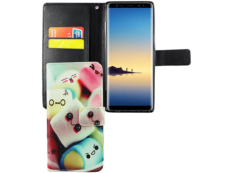 KÖNIG DESIGN Schutzhülle, Bookcover, Note 8, Samsung, Galaxy Mehrfarbig