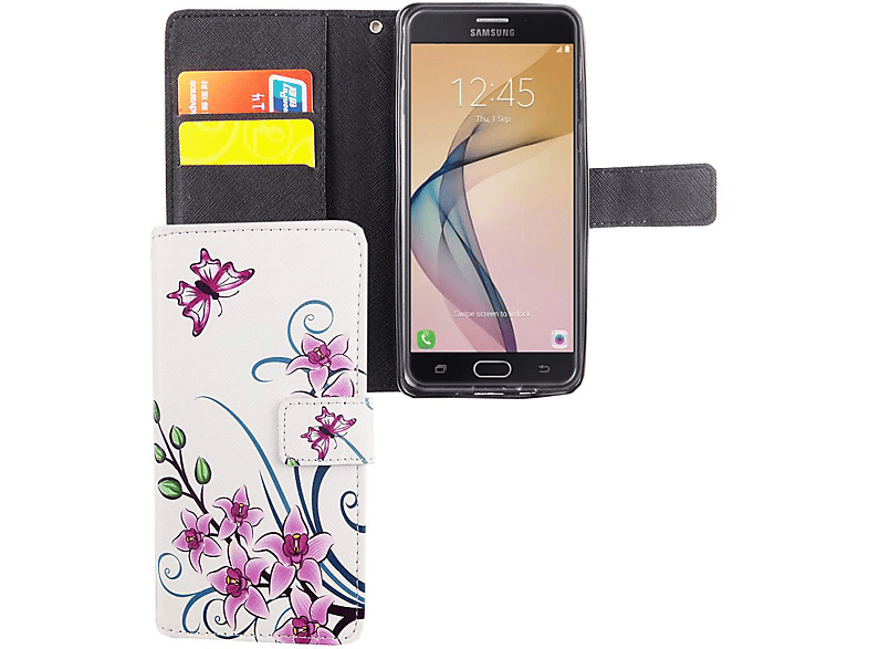 Galaxy Samsung, Prime, Weiß KÖNIG DESIGN Handyhülle, Bookcover, J5