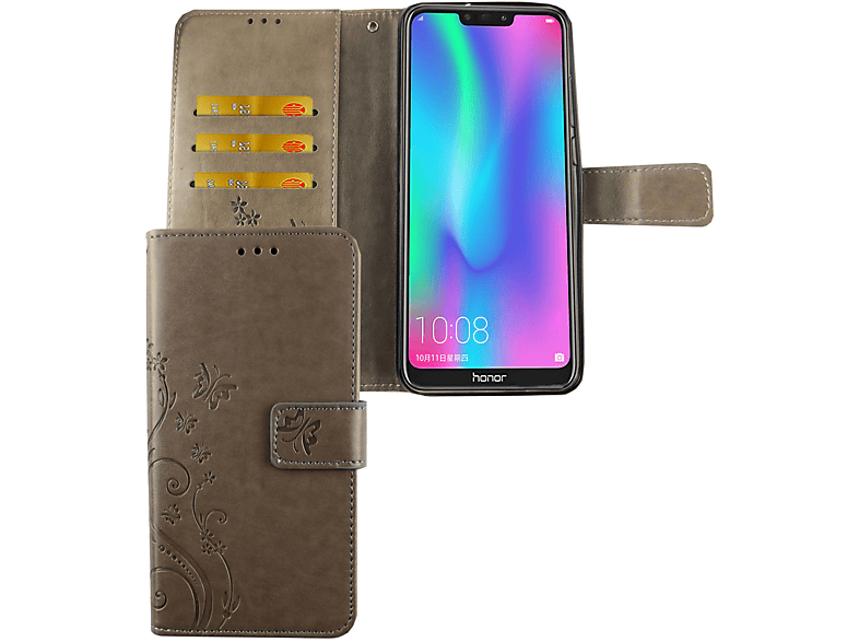 Smart KÖNIG DESIGN Handyhülle, P 2019, Huawei, Bookcover, Grau