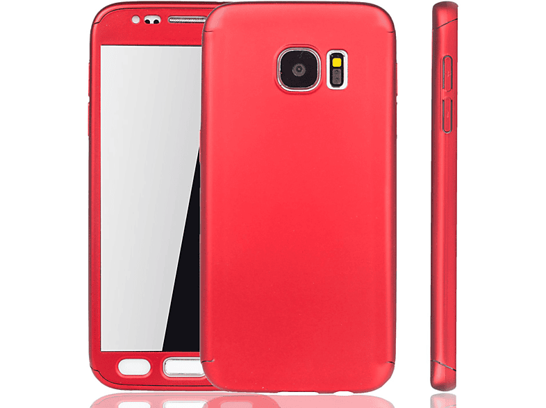 KÖNIG DESIGN Handyhülle 360 Full Samsung, Schutz, Grad S7, Rot Cover, Galaxy