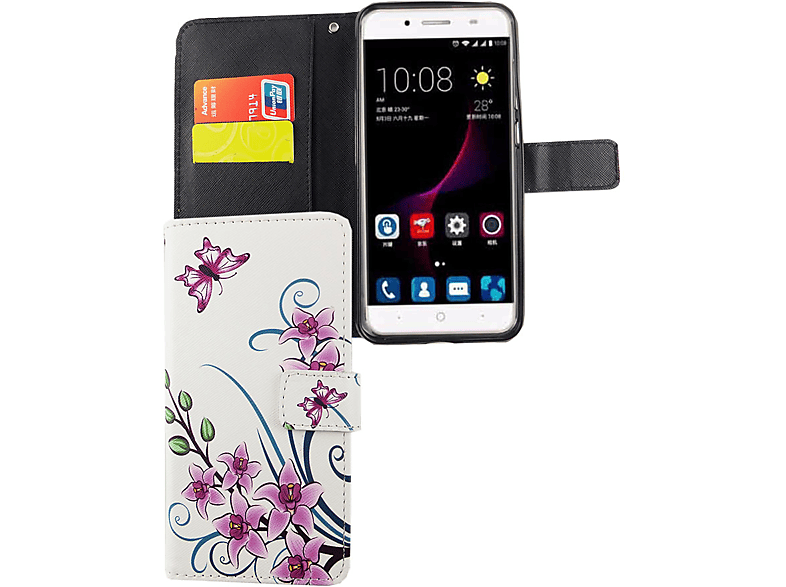 Plus, Blade Handyhülle, KÖNIG DESIGN A2 Bookcover, ZTE, Weiß