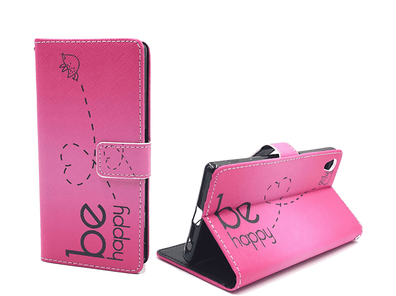 Z5 Rosa Bookcover, Handyhülle, Premium, KÖNIG DESIGN Xperia Sony,