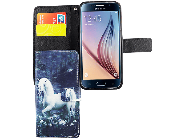 KÖNIG DESIGN Handyhülle, Bookcover, Samsung, Galaxy S6, Weiß