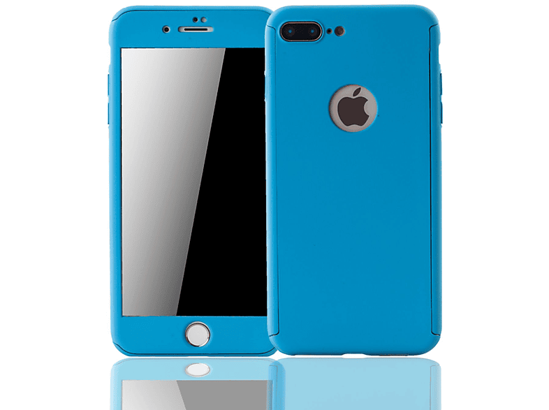 KÖNIG DESIGN iPhone 8 Blau Apple, Full Plus, Cover, Schutzhülle