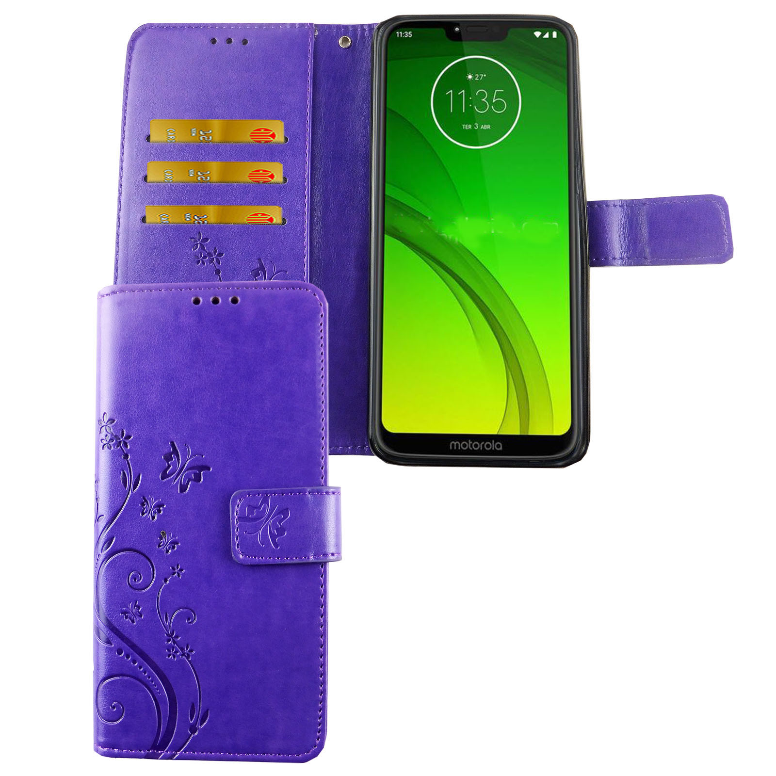 Motorola, Violett Handyhülle, DESIGN Moto Bookcover, KÖNIG G7,