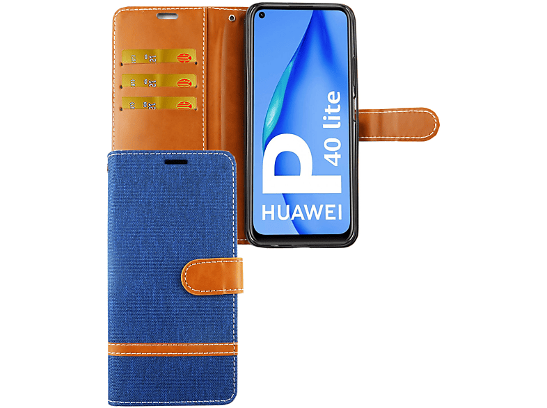 KÖNIG DESIGN Schutzhülle, Bookcover, Huawei, P40 Lite, Blau