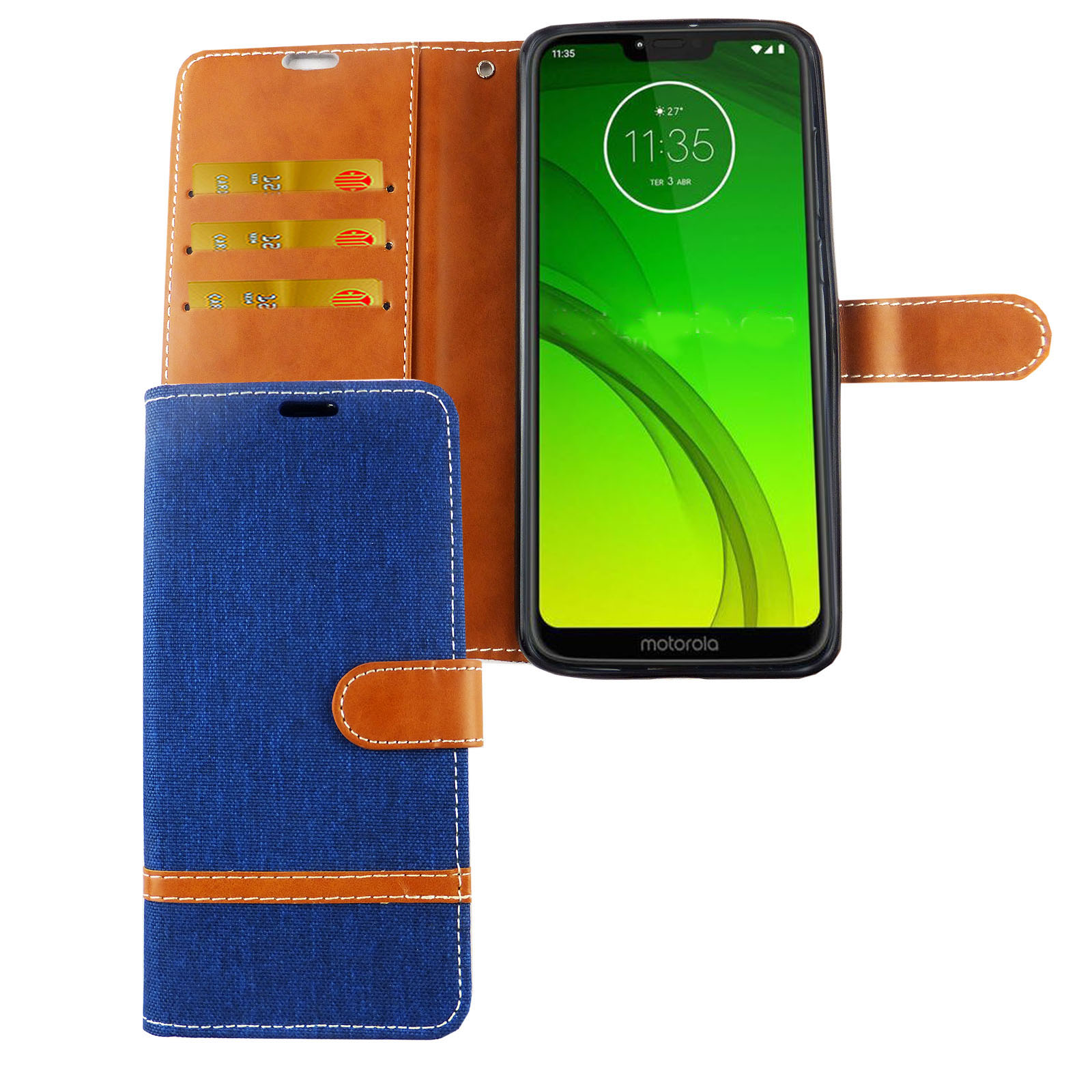 KÖNIG DESIGN Blau Bookcover, Handyhülle, Motorola, Moto G7