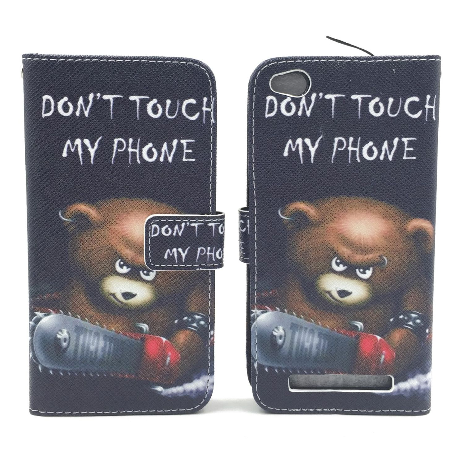 Eine Handyhülle mit Bären-Design und den Worten "DON'T TOUCH MY PHONE".