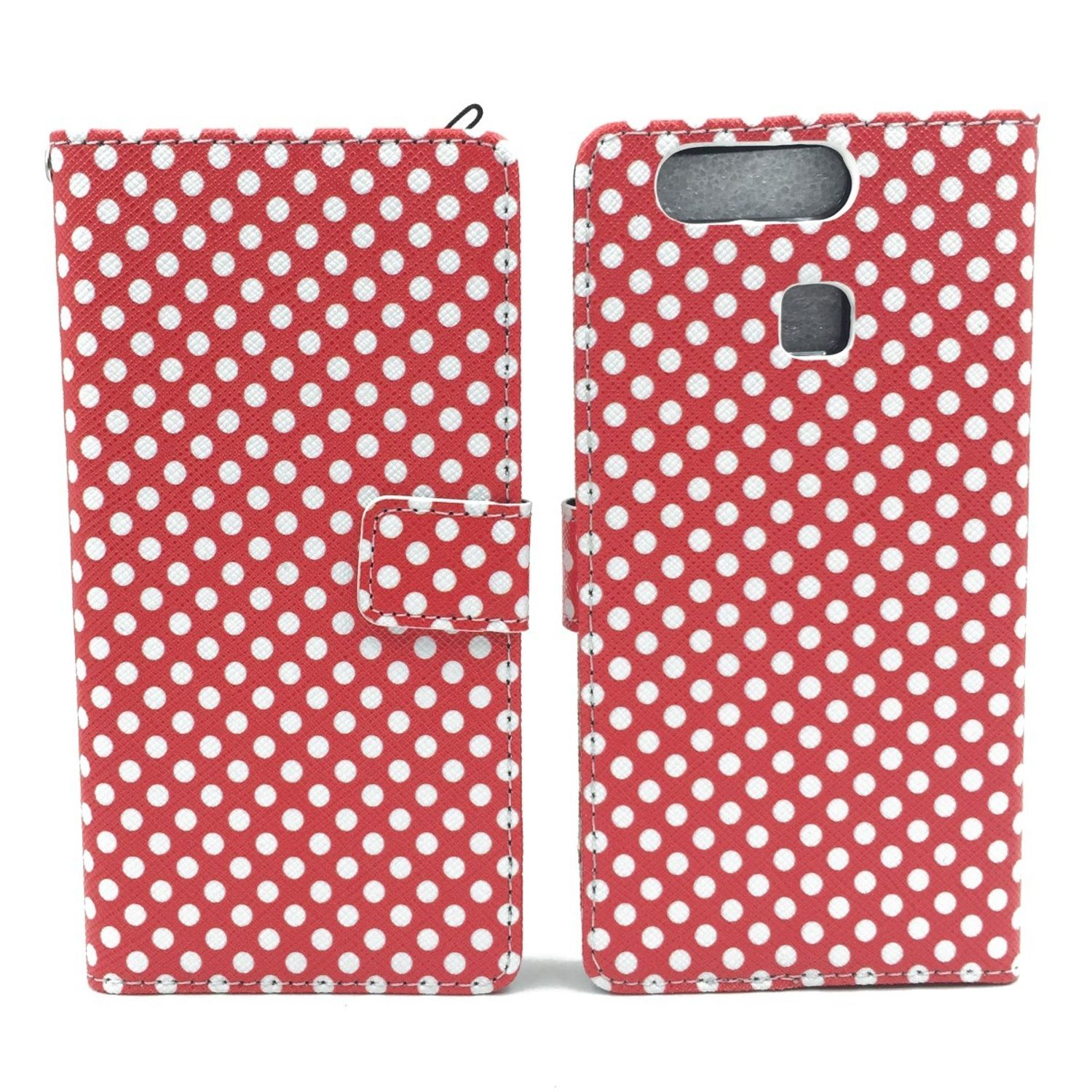 Huawei, P9, DESIGN KÖNIG Handyhülle, Rot Bookcover,