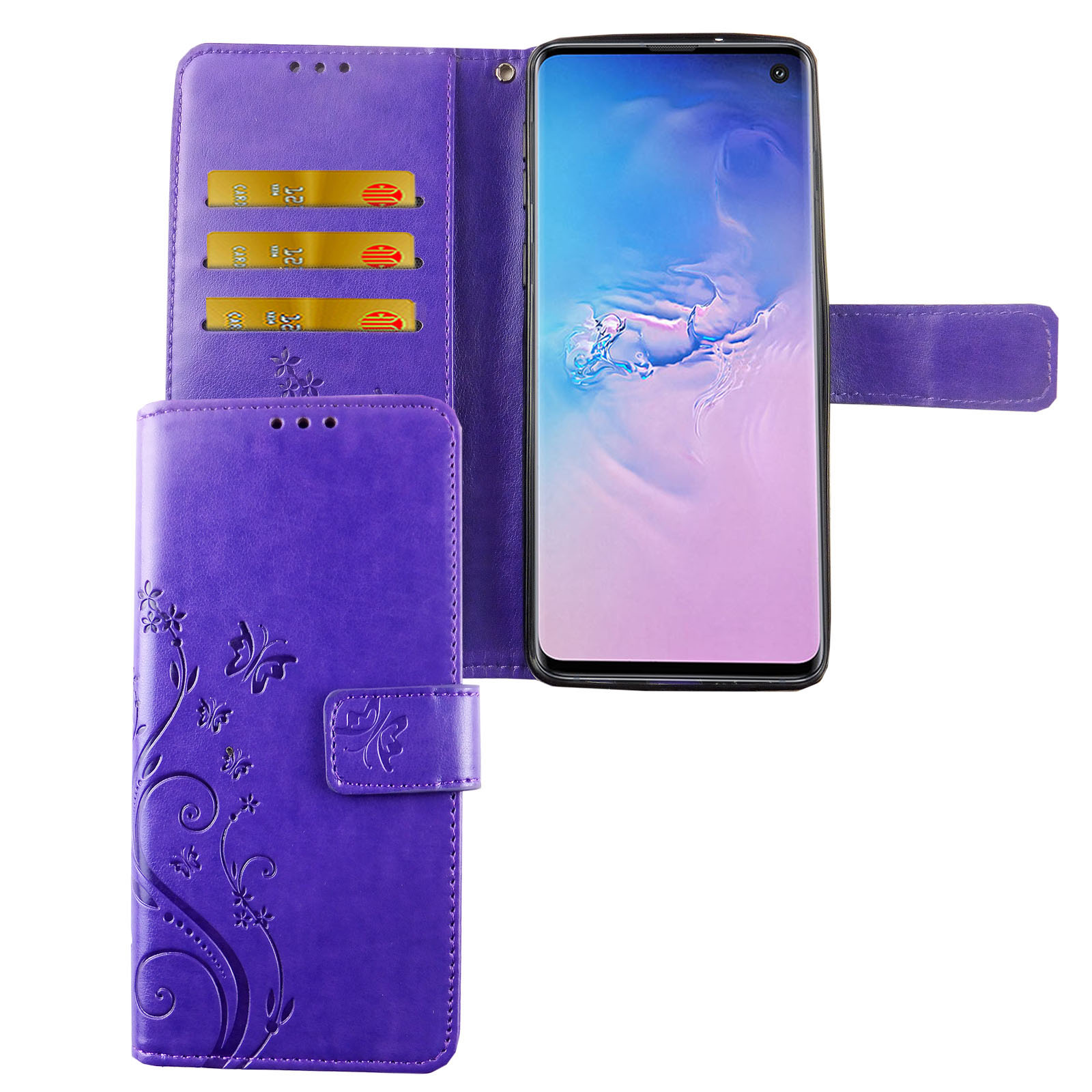 Violett Galaxy S10, Handyhülle, Samsung, DESIGN KÖNIG Bookcover,