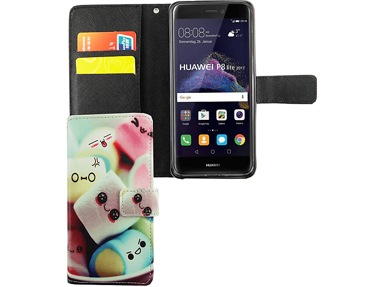 KÖNIG DESIGN Handyhülle, Bookcover, Huawei, Lite P8 Mehrfarbig 2017