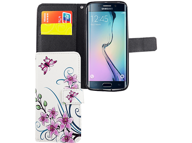KÖNIG DESIGN Handyhülle, Galaxy Weiß Edge, S6 Bookcover, Samsung