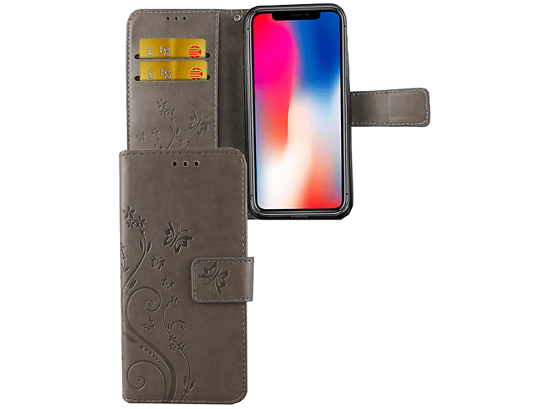 KÖNIG DESIGN Handyhülle, Bookcover, Apple, iPhone XS, Grau