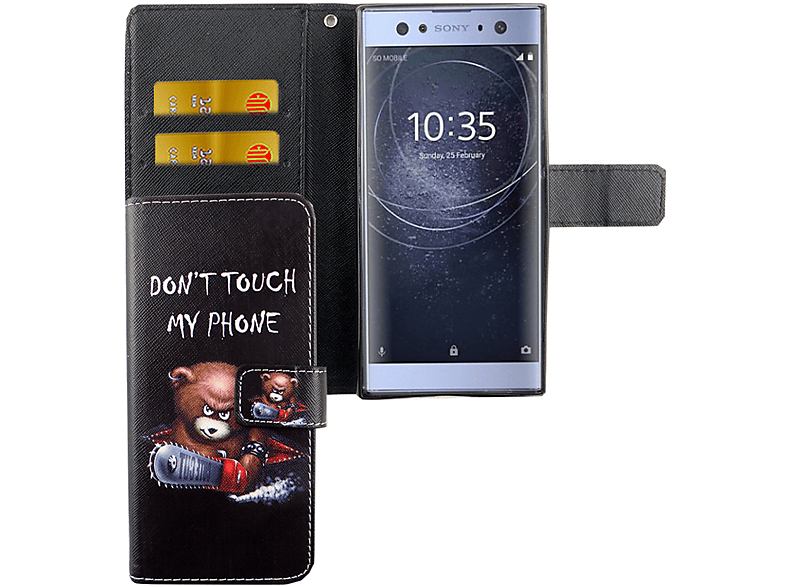 KÖNIG DESIGN Schutzhülle, Bookcover, Sony, Xperia XA2, Schwarz