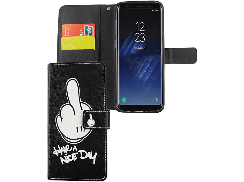 DESIGN Schwarz KÖNIG S8 Galaxy Bookcover, Samsung, Handyhülle, Plus,