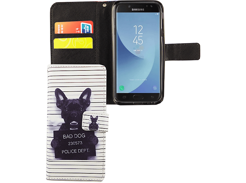 J3 Samsung, Weiß Bookcover, KÖNIG Galaxy Handyhülle, DESIGN (2017),