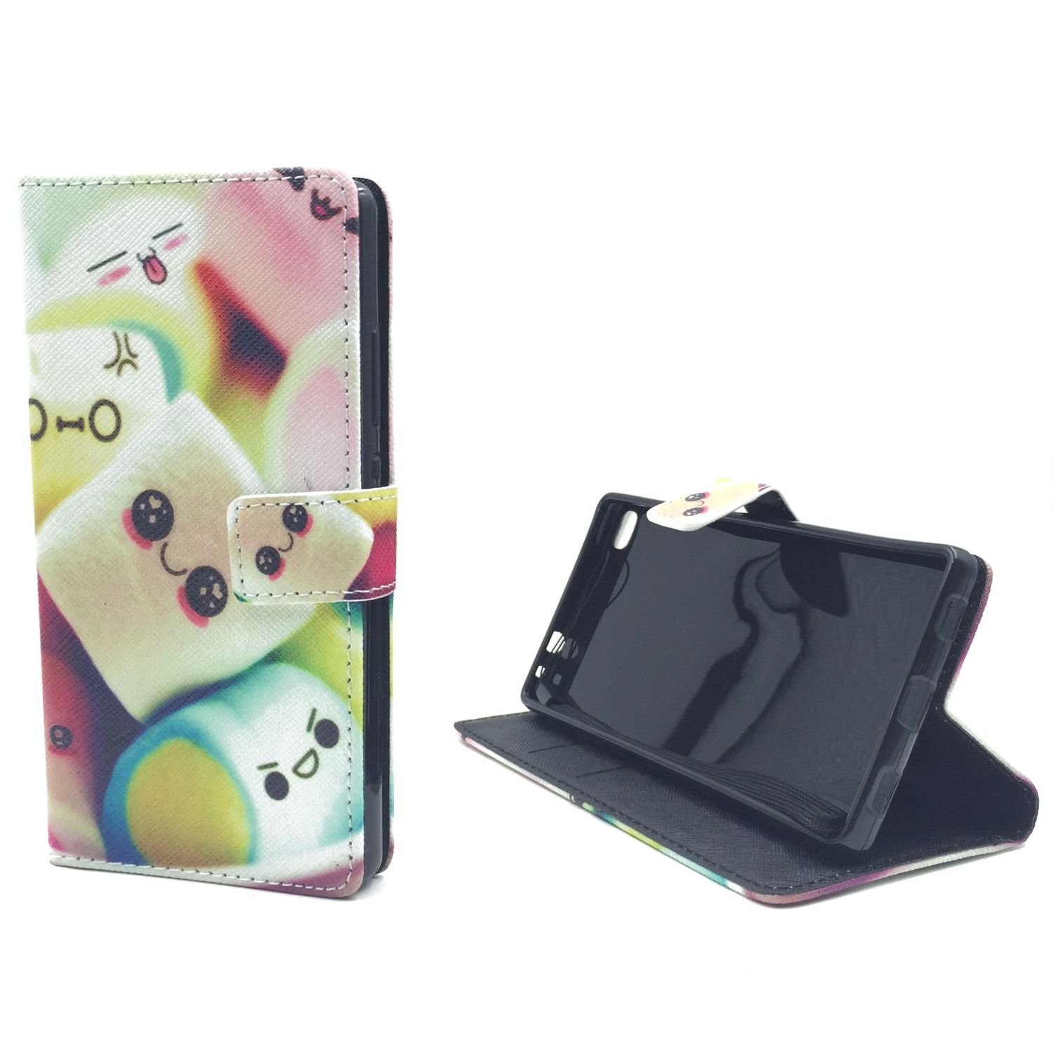 Handyhülle mit Marshmallow-Design. Das Telefon ist sichtbar.