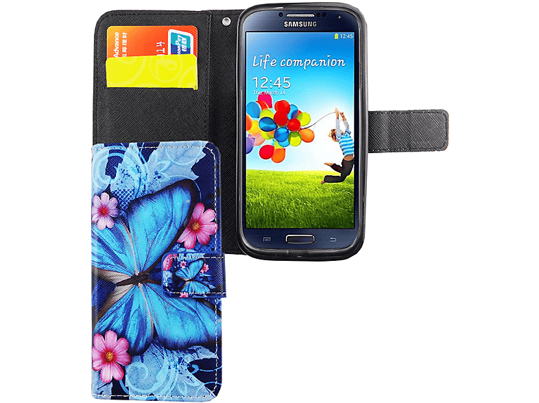 S4, Samsung, Galaxy Handyhülle, DESIGN KÖNIG Bookcover, Blau