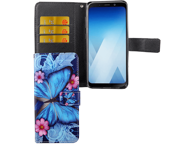 KÖNIG DESIGN Samsung, A8 (2018), Schutzhülle, Blau Bookcover, Galaxy