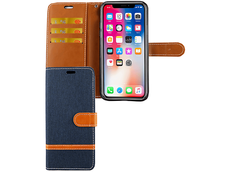 KÖNIG DESIGN Schutzhülle, Bookcover, Apple, iPhone XS, Blau