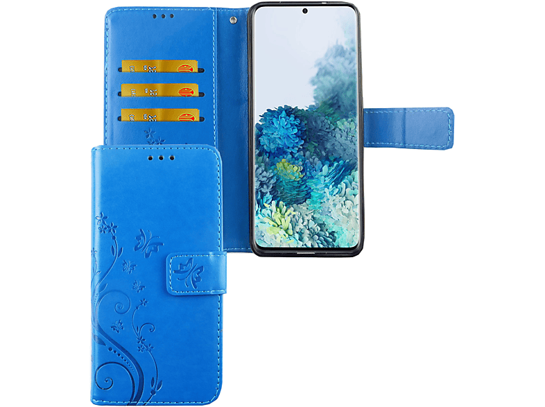 KÖNIG DESIGN Blau Bookcover, Handyhülle, Samsung, S20, Galaxy