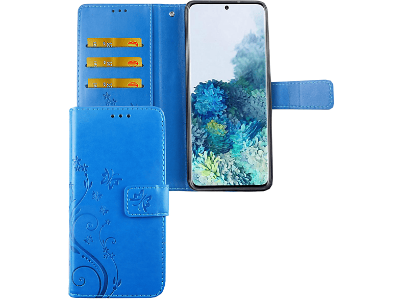 KÖNIG DESIGN Bookcover, Samsung, Blau Handyhülle, Galaxy S20 Plus