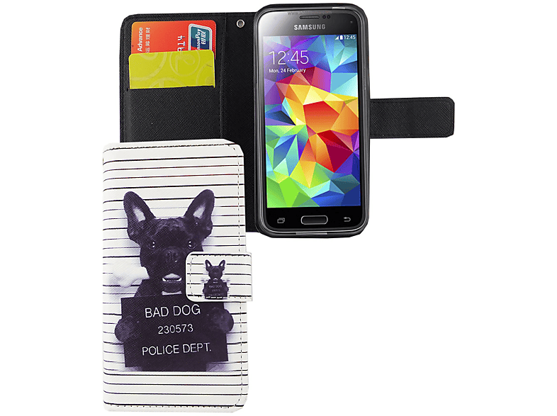 KÖNIG DESIGN S5 Mini, Weiß Samsung, Galaxy Bookcover, Handyhülle