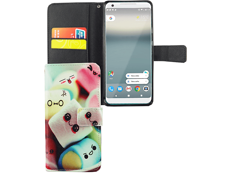 KÖNIG DESIGN Schutzhülle, Bookcover, Google, Pixel 2 XL, Mehrfarbig