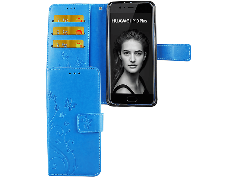 KÖNIG DESIGN Schutzhülle, Bookcover, Huawei, P10 Plus, Blau