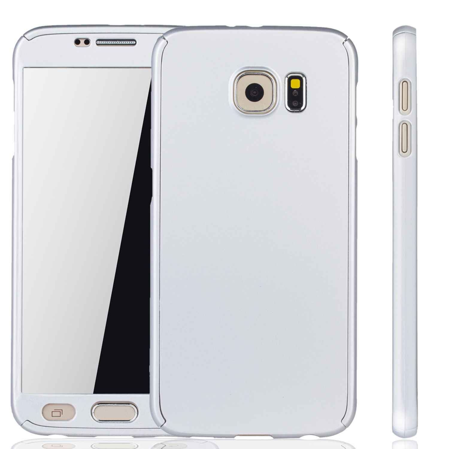 S6, Full 360 Samsung, KÖNIG Handyhülle Silber Cover, Grad DESIGN Galaxy Schutz,