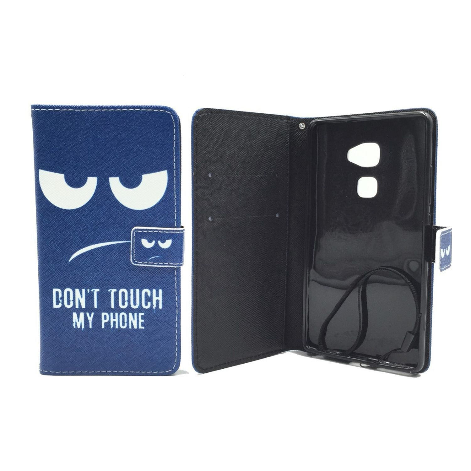 Handyhülle mit wütendem Gesicht und Text 'DON'T TOUCH MY PHONE' auf weißem Hintergrund.