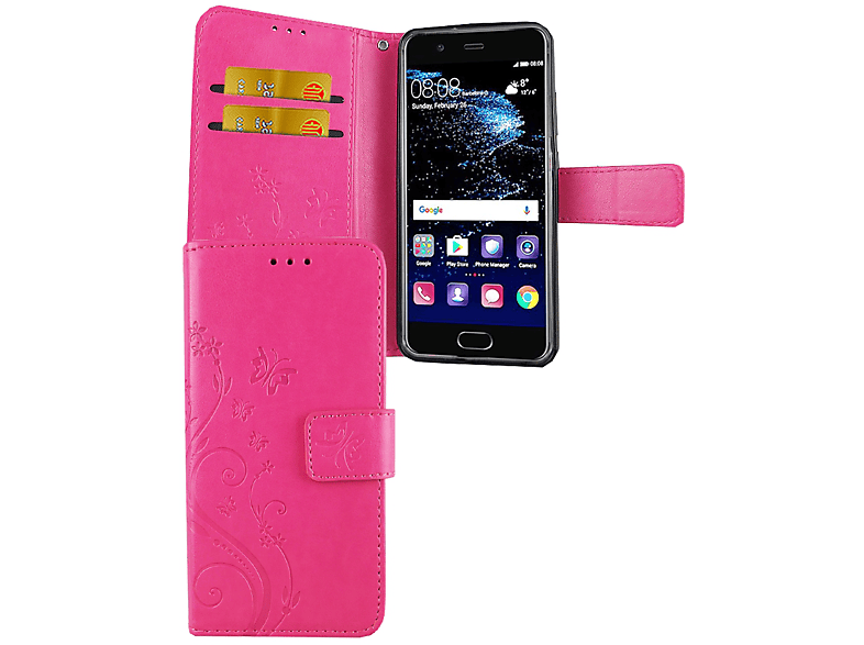 KÖNIG DESIGN Schutzhülle, Huawei, Bookcover, P10, Rosa