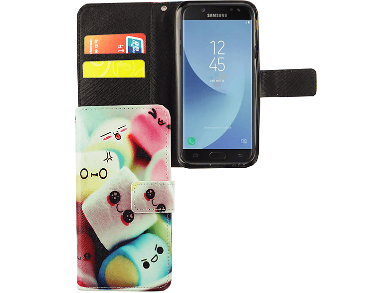 J3 Galaxy DESIGN Bookcover, Handyhülle, Mehrfarbig (2017), KÖNIG Samsung,