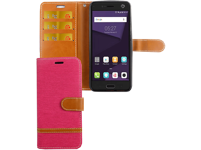 V8, ZTE, Bookcover, Blade Handyhülle, KÖNIG DESIGN Rosa