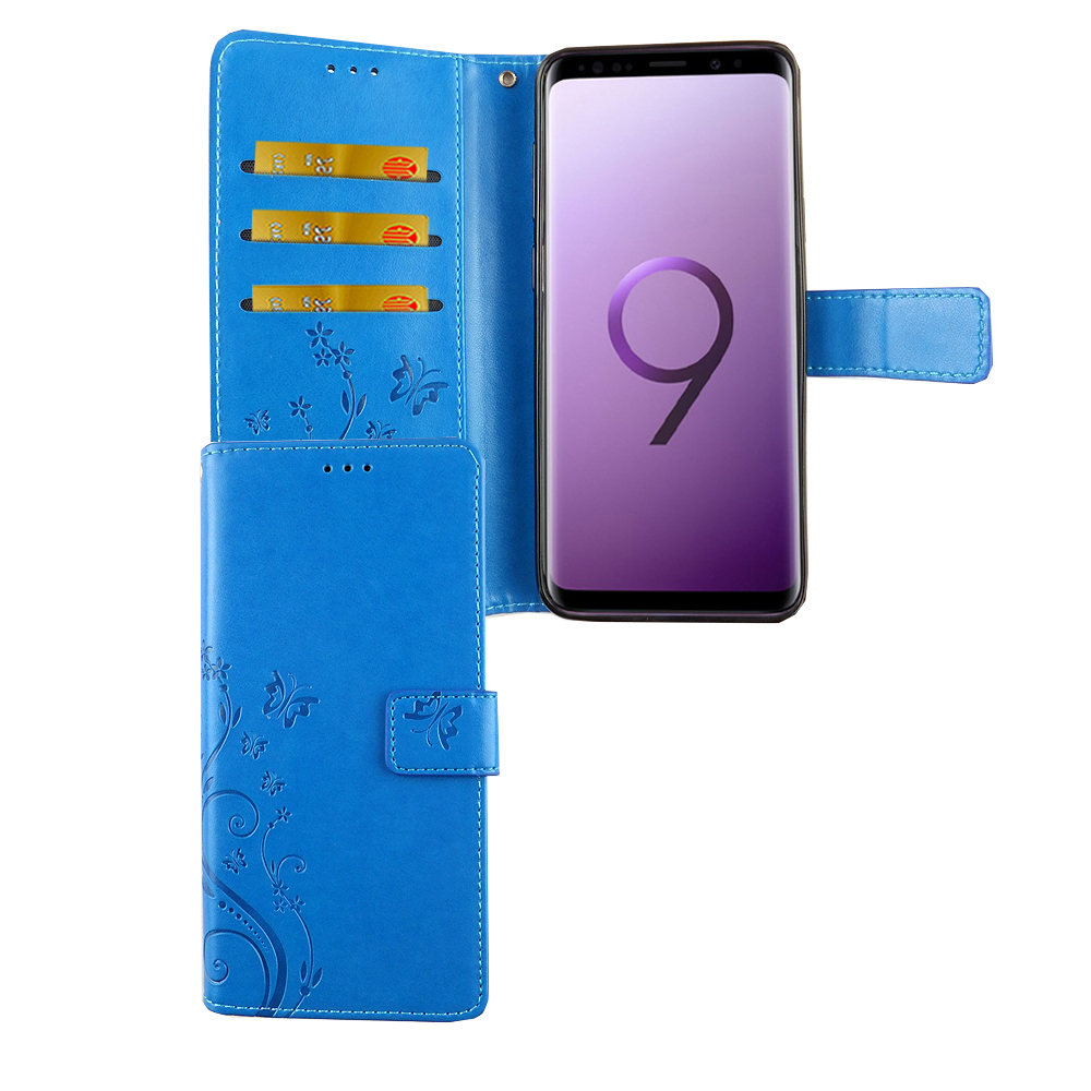 KÖNIG DESIGN Galaxy Schutzhülle, Samsung, Bookcover, Blau S9 Plus