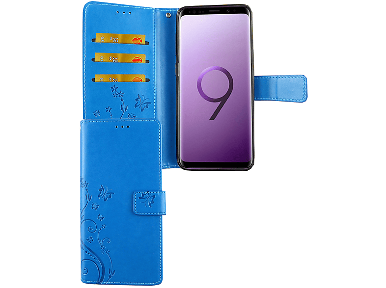 DESIGN Galaxy S9 Plus, Samsung, Bookcover, Schutzhülle, Blau KÖNIG
