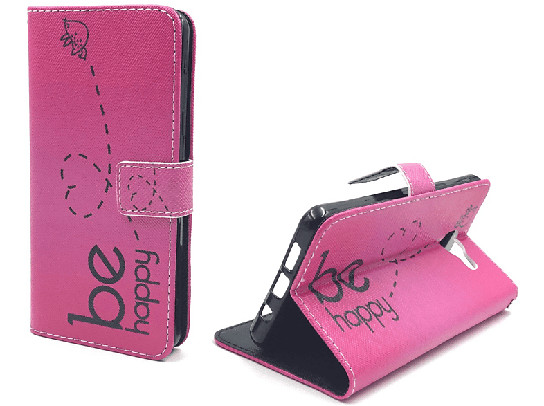 Bookcover, A5 Rosa Galaxy DESIGN (2016), Handyhülle, KÖNIG Samsung,