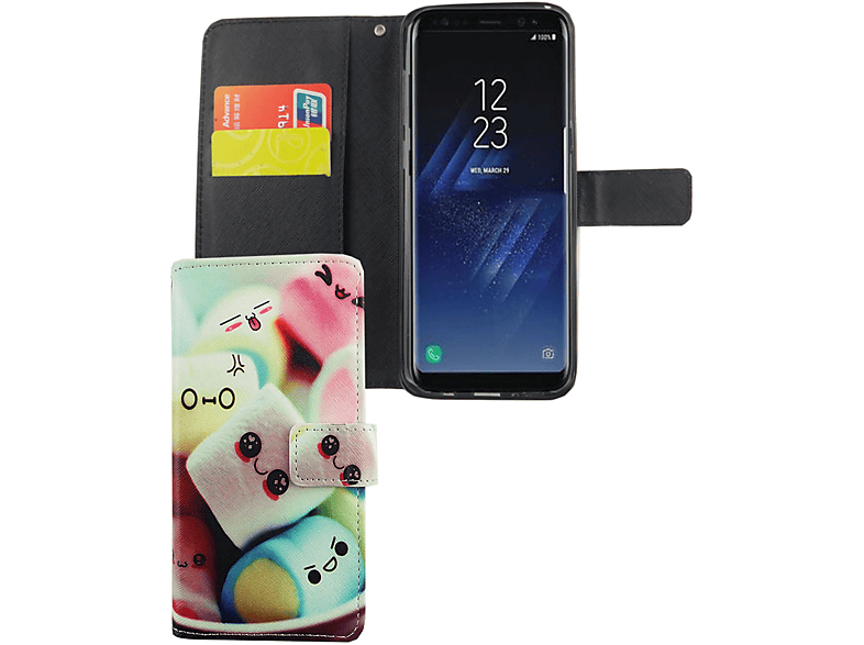 Handyhülle, Bookcover, KÖNIG Plus, Galaxy DESIGN Mehrfarbig S8 Samsung,