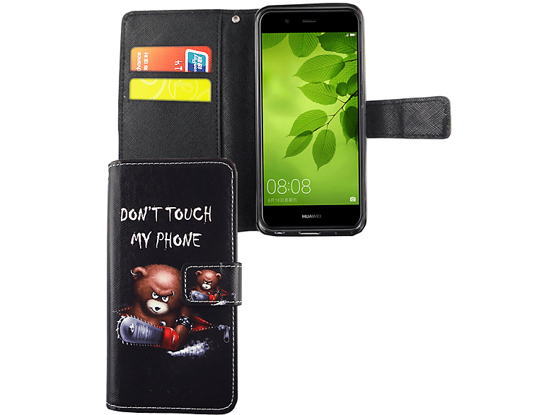 KÖNIG DESIGN Plus, Bookcover, Nova Schutzhülle, 2 Huawei, Schwarz