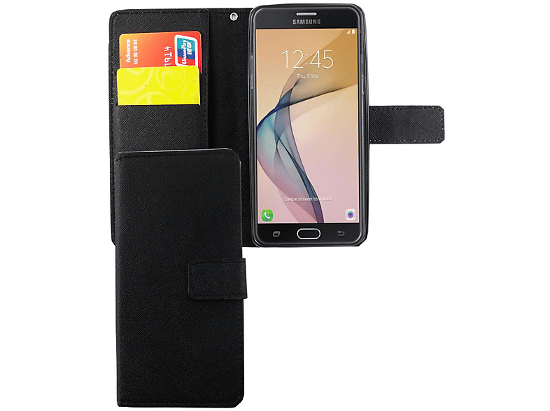 KÖNIG DESIGN Galaxy J5 Bookcover, Samsung, Handyhülle, Schwarz Prime