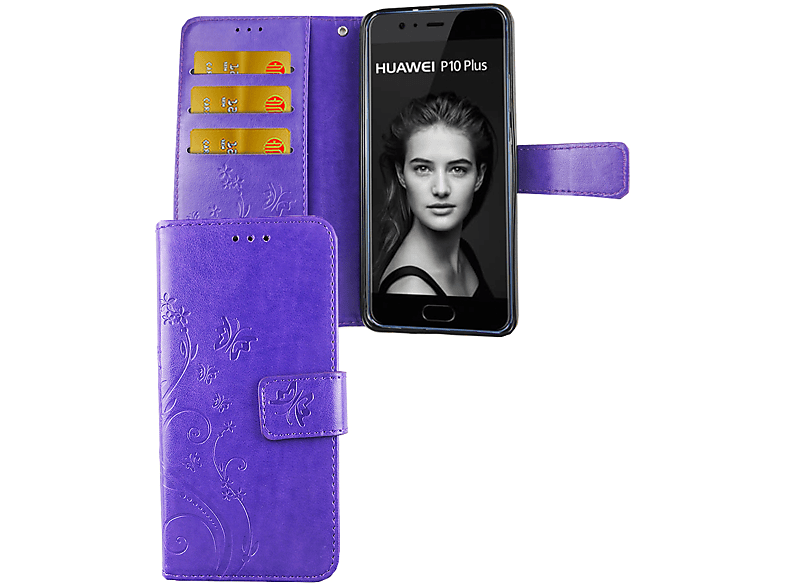 KÖNIG DESIGN Schutzhülle, Bookcover, Huawei, P10 Plus, Violett