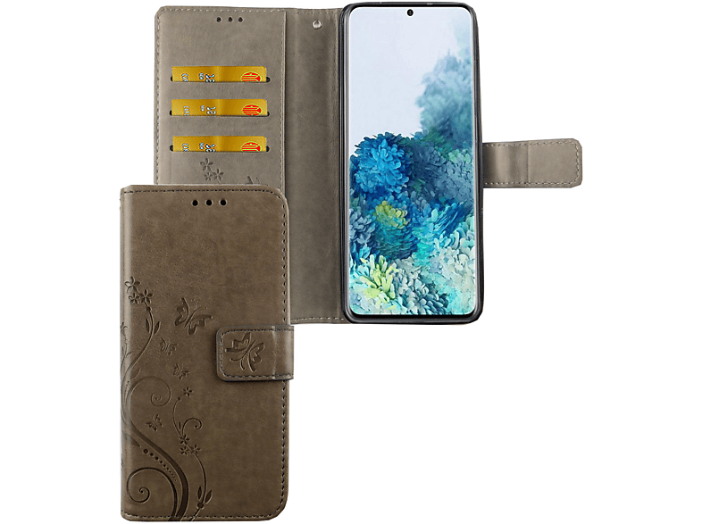 Handyhülle, KÖNIG DESIGN Galaxy S20 Plus, Samsung, Grau Bookcover,