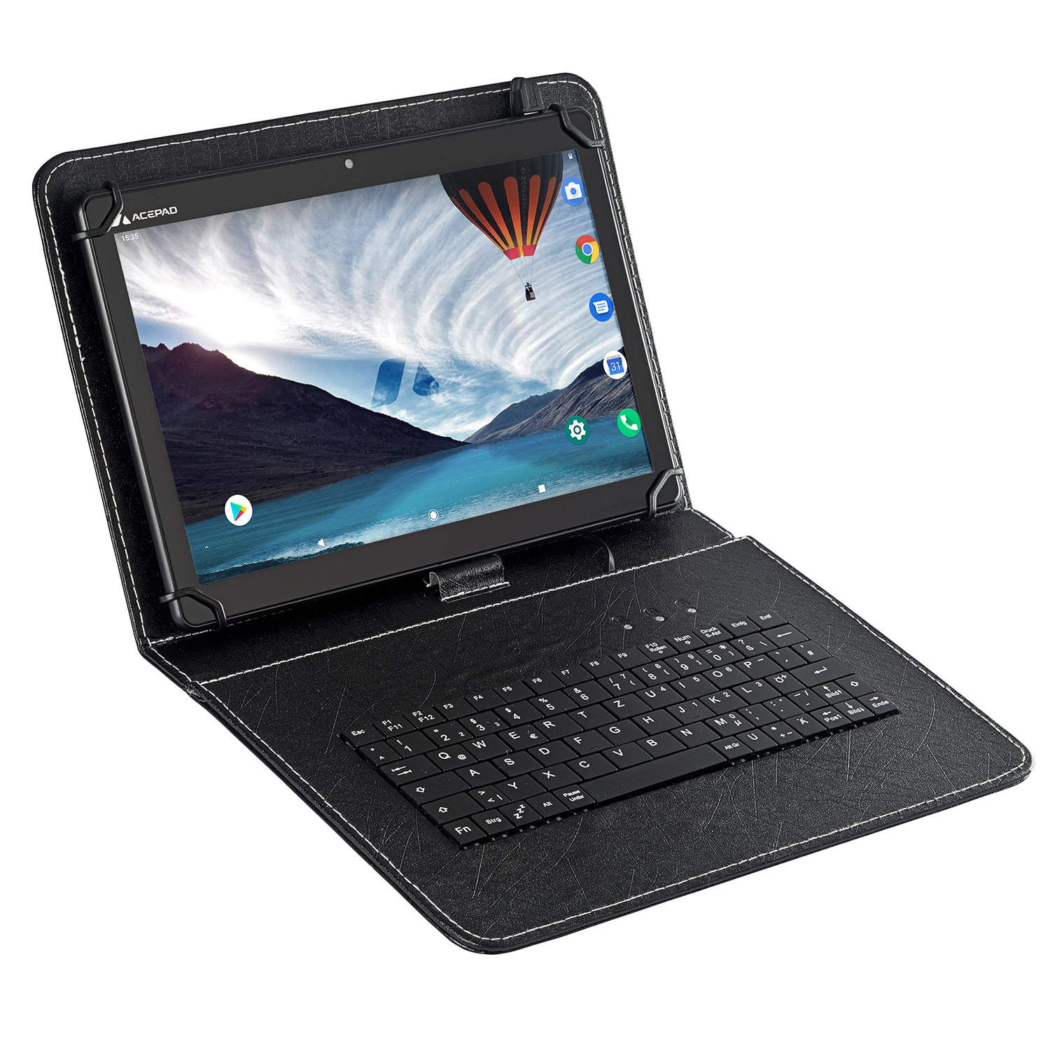 GB, RAM, A145T, Zoll, Tastatur, mit FHD, Octa-Core, 6GB ACEPAD 10,1 128 Tablet LTE, Schwarz