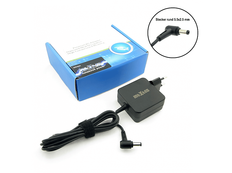 MTXTEC Netzteil, 19V, 2.37A für ASUS F551C, Stecker 5.5 x 2.5 mm rund Notebook-Netzteil 45 Watt