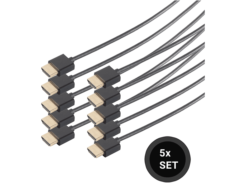 MAXIMUM SLIM-HDMI x 1,5m schwarz SET Kabel CONNECTIVITY S/CONN 5 HDMI dünn Kabel extra