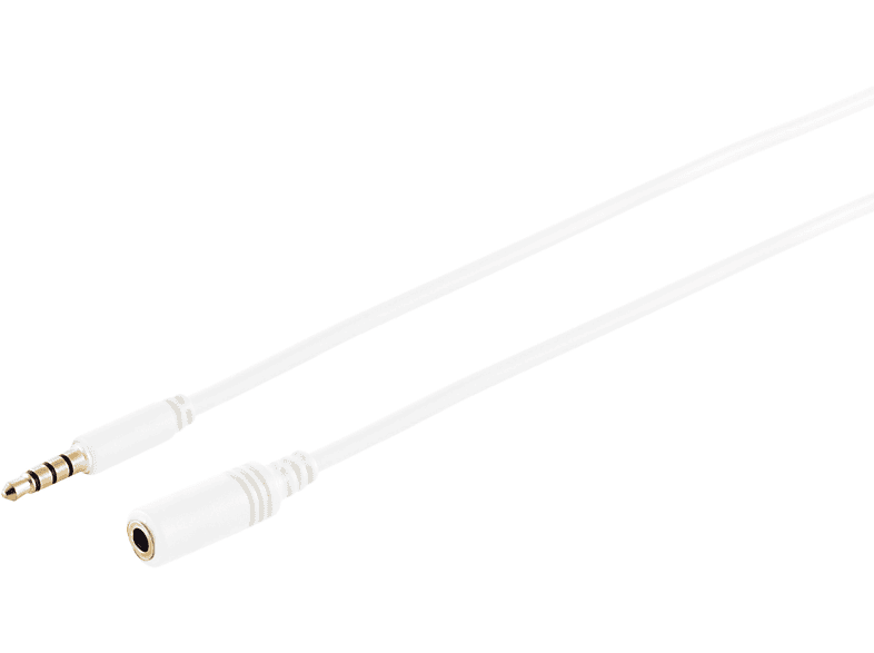 KABELBUDE 4-pol, 3,5mm Stecker/Buchse, weiß, verg. 0,5m, Klinkenverlängerung, 0,50 m