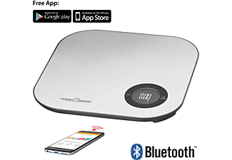 Balanza de cocina  - KW 11158, Báscula de Cocina Inteligente Bluetooth con App, Precisión 1g, Hasta 5 kg, Acero Inoxidabl PROFICOOK, Plata