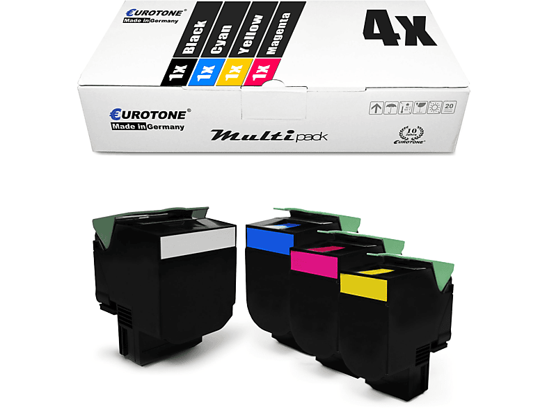 EUROTONE ersetzt Lexmark 71B0H10-40 4er Set Toner Cartridge Mehrfarbig (71B0H10 71B0H20 71B0H30 71B0H40)