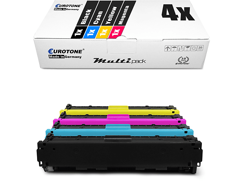 EUROTONE ersetzt HP CF540X-43X 203X 4er Set Toner Cartridge Mehrfarbig (CF540X / 203X CF541X / 203X CF542X / 203X CF543X / 203X)